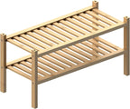 (Thick Bamboo Shoe Rack for Entryway, 2-Tier Free Standing Shoe Racks Stackable Shoe Rack Organizer for Hallway Closet Living Room 27 x12 x14 Inches
