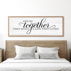 Rutiyoka Farmhouse Wall Decor: 'and so Together They Built a Life They Loved' Sign, 41.3''15'' Large Framed Wood Wall Art for Bedroom Couples Room Decor (Brown Frame)