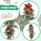 HouseVibe Artificial Christmas Swag Greenery Wreath Decorative Prop Door Swag Staircase Decoration for Stairs New Year 26.77 inch