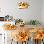 6 Pcs Fall Floral Swags Wreaths Mini Autumn Artificial Candle Rings Wreaths with Berries 3 inch Farmhouse Cabinets Hanging Wreath for Pillar Front Door Porch Wall Window Decoration