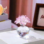 Qianwei Pink Crystal Flowers Figurine - Forget Me Not Gifts Sympathy Glass Flowers Collectible Figurines Decor Paperweight Ornament Home Office Table Desk Decorations