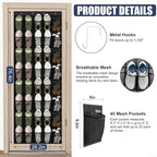 Over the Door Shoe Organizer - 40 Large Breathable Mesh Pockets, Space Saving Hanging Shoe Organizer with Metal Hooks, Hanging Shoe Rack for Men's and Women's Shoes (Black)
