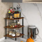 Desktop Corner Stand Shelf for Storage, 3 Tier Corner Shelf Organizer, Rustic Brown Rack for Small Spaces, Bedroom, Home Office, Kitchen, Bathroom