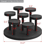 Ikee Design 7-Tier Wooden Display Riser for Jewelry, Accessories, and Collectibles items Wooden Jewelry and Figurine Display Risers, Multilevel Stand for Action Figures and Home Decor, Black Color