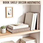 Decorative Books for Home Decor, Coffee Table Decor with Linen White Books Stack Bookshelf, Fake Book Double as Libros Decorativos and Photo Storage (3 Piece Set with Tray)