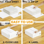 SpaceAid 4 Pack Bed Sheet Organizers and Storage, Foldable Sheet Organizer for Linen Closet, Sheets Set Folder Keeper with Window XL (Queen & King Size) Organizing Bedding Container, White