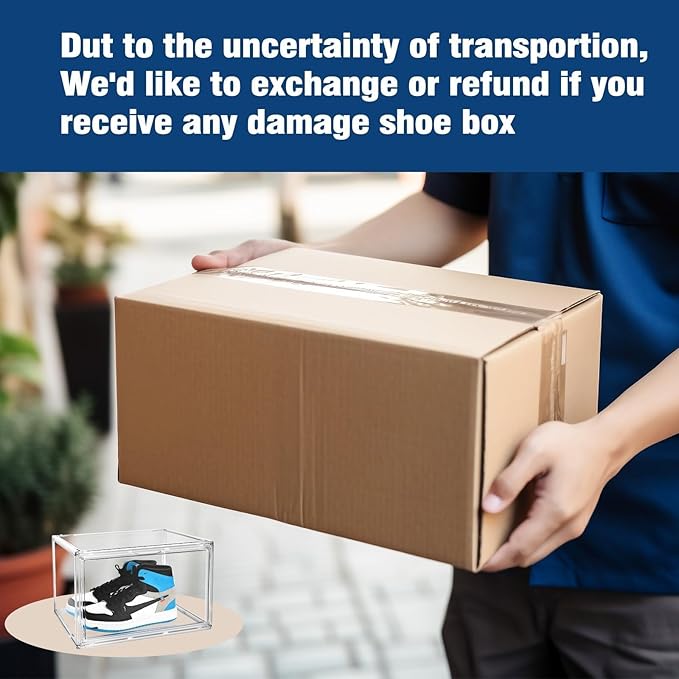 Size 14 Acrylic Sneaker Shoe Display Case, Transparent Shoe Box Storage Bins Clear Plastic Stackable Boot Handbag Organizer Containers with Lids for Shoes, Figure, Collectible, Purse, 1Pack