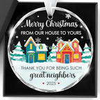 Neighbor Stained Glass Christmas Ornaments 2025,2.8 * 2.8 * 0.2inch Neighbor Gifts for Christmas Tree,Hanging Ornaments