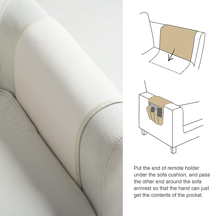 PU Leather Sofa Armrest Organizer, Armchair Magazine Holders, Waterproof Remote Holder for Recliner Couch with 1 Large Pocket, 4 Small Pockets for Magazine, Remote, Phone, Ipad, Books (white)