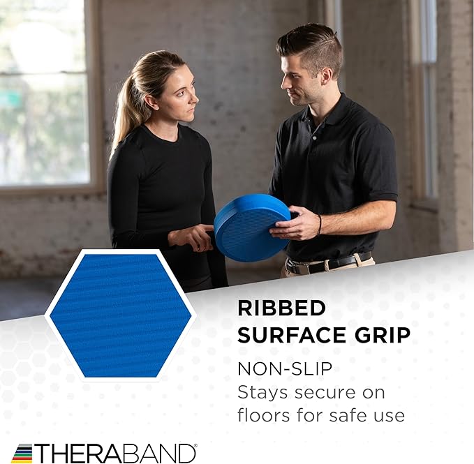 THERABAND Stability Trainer Pad, Intermediate Level, Soft, Blue Foam Balance Pad for Physical Therapy, Exercise Pad for Core Strength, Lightweight Non-Slip Balance Trainer, Portable Foam Pad for Home or Clinic Use