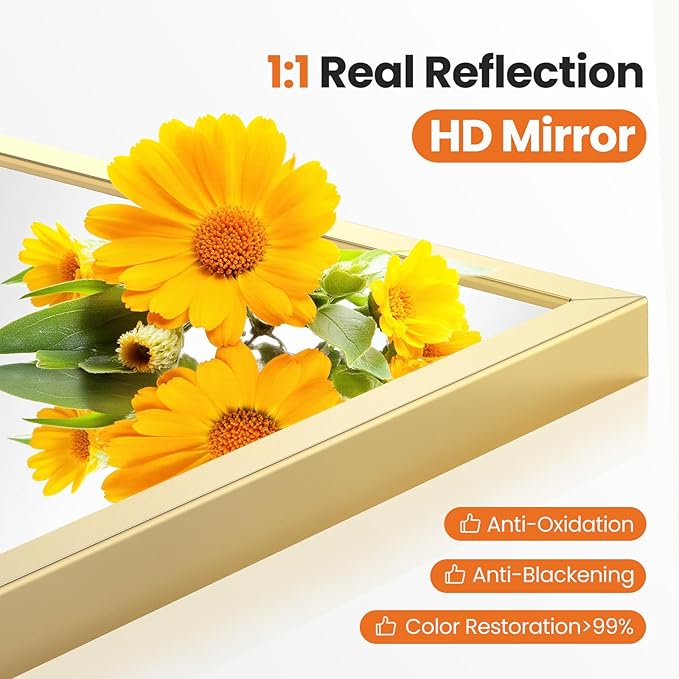 Sweetcrispy 20"x30" Arched Gold Bathroom Mirrors for Wall, Bathroom Mirrors for Over Sink, Metal Framed with HD Shatter-Proof Glass for Entryway, Living Room, Bedroom