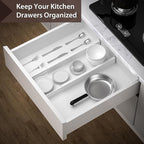 DUCOO 4 PCS Drawer Divider, 17"-22" Adjustable Bamboo Drawer Dividers Organizers, Expandable Separators for Kitchen, Clothes, Dressers, Home, Office, White