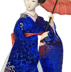 12inch Japanese Geisha Ethnic Japanese Geisha Dolls Oriental Ancient Kabuki Girl Statue Kimono Dolls for Tabletop Home Decor, Dark Blue
