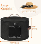 Lifewit Round Cowboy Hat Box for 7 Caps, Large Felt Hat Organizer Bag for Men&Women Storage, Baseball Cap Container with Lid for Travel, Foldable 16.5" Dx10.6 H Carrier, 37L Each, Black 1 Pack