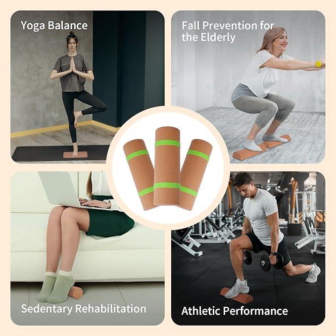 Cork Balance Board, Ankle Stability Trainer & Foot Strengthener, Textured Natural Cork Wobble Board for Proprioception, Mobility & Physical Therapy, Balance Trainer for Adults & Seniors, Home Gym Fall-Prevention Training