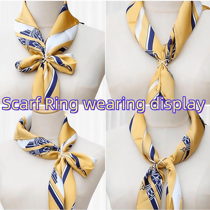 SYWDUDUCLT Scarf Ring for Women's Shawl, Silk Neckerchief, Tshirt, Gold/Sivler, S/M/L, 2 Pcs