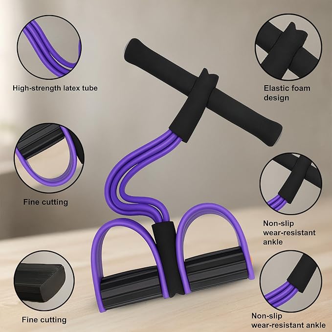Premium 6 Tube Resistance Band – Powerful, Visible Results with Safe Low-Impact Design | Multifunction Pedal Resistance Band | Home Gym Equipment for Women | 30-Day Support