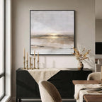 Framed Neutral Abstract Landscape Wall Art, Modern Gray Black Gold Canvas Prints Artwork for Walls, Minimalist Square Pictures for Living Room Bedroom Dining Room Hallway Office Wall Decor, 30x30 In