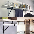10PCS Heavy Duty Closet Rod Bracket, 11 x 11 Inch Closet Shelf Brackets,Supports 300 lbs,Wall Mount Closet Rod Supports Bracket Hook with Screws, Closet Rod Holders for Home and Closet Decor(Black)