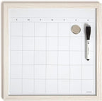 U Brands Rustic Monthly Dry Erase Board with White Wooden Frame, Office Supplies, 14” x 14”