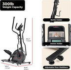 Sunny Health & Fitness Smart Upright Elliptical w/Pulse Sensor Built-in, Indoor Full-Body Cross-Training & Cardio Exercise Machine for Home, Free SunnyFit App Connection