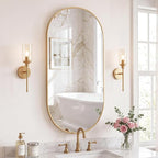 Sweetcrispy 24" x 48" Gold Bathroom Mirror for Wall, Oval Wall Mirrors with Metal Frame, Tempered Glass, Modern Vanity Mirror for Over Sink, Living Room, Bedroom, Entryway, Horizontal or Vertical