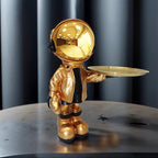 Dosker Astronaut Statues with Candy Dish & Key Dish,Spaceman Sculpture Polyresin Arts Gifts,Figurine Ornament Room Decor for Men,Tabletop Decoration for Living Room, Office, Entryway(Golden)