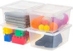 IRIS USA 4-Pack Storage Bins with Lids, 17 Quart, Shoe Boxes Clear Stackable Containers Organize Shoes Closet Shelves, Classroom Organization Teacher Tools, Game Storage - BPA-Free Plastic