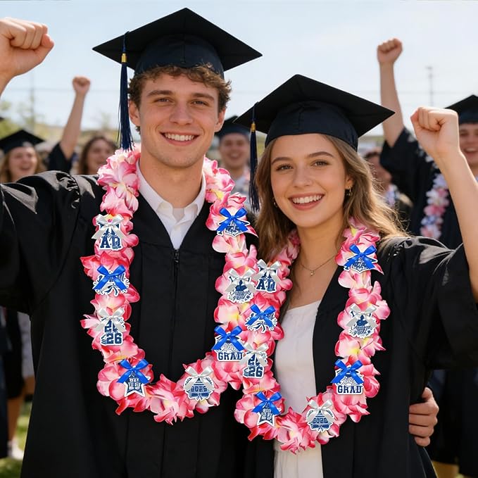 Leis for Graduation 2026, Artificial Flower Wreath with Cards Graduation Lays Gifts, Congrats Grad for High School