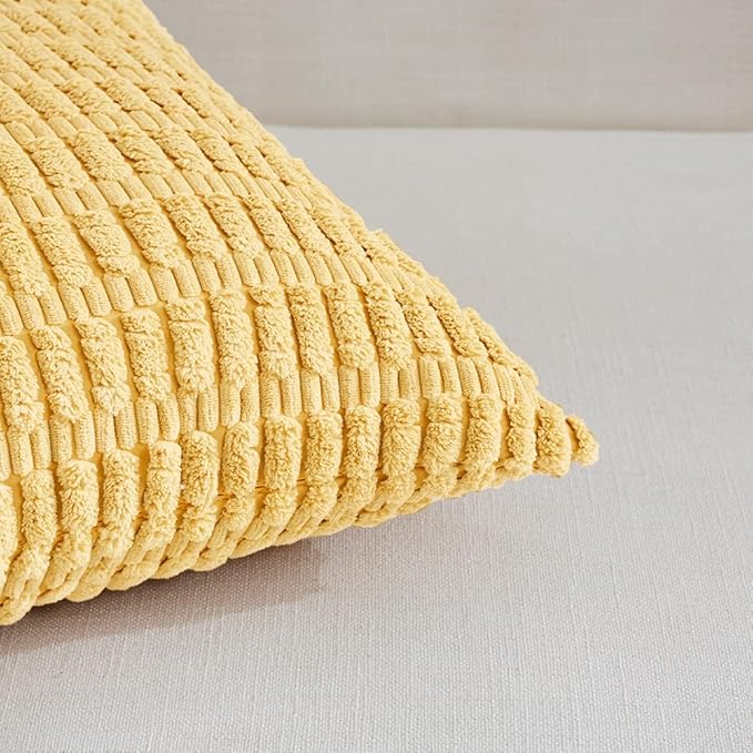 Fancy Homi 4 Packs Decorative Throw Pillow Covers for Living Room Couch Bed, Modern Farmhouse Boho Home Décor Accent Cushion Case, 24" x 24", Yellow