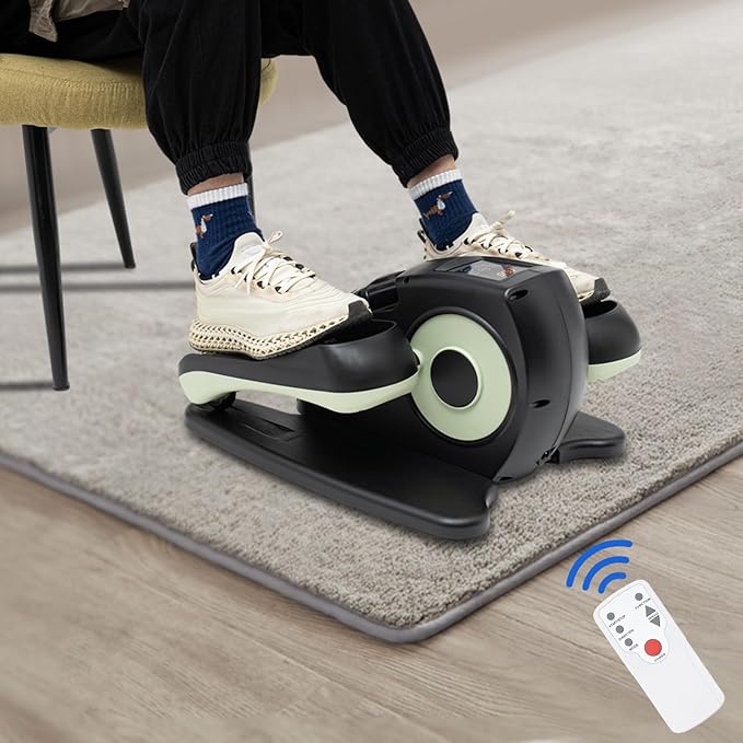 Portable Pedal Exerciser 5 Speed Gears Electric Elliptical Trainer with Remote Control and LCD Screen Under Desk Bike Pedal Exerciser for Home, Training Room, Offices
