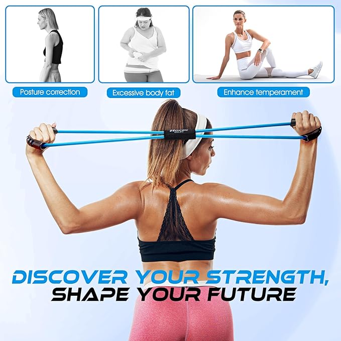 Resistance Bands, Figure 8 Resistance Band, Exercise Bands with Handles, Weights Workout Bands for Arms, Back, Shoulder, Leg, Physical Therapy, Pilates, Home Workout Equipment That Replace Dumbbells