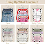 Pants Hangers with Clips,Space Saving Hanging Closet Organizer-6 Tiers Skirt Hangers with 360° Swivel Hook,Closet Organizer-Clothes Hangers- College Dorm Essentials Apartment Essentials- 6 Pack