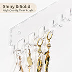 Acrylic Necklace Holder 2 Pack Wall Mounted Necklace Organizer Hanging Jewelry Organizer with 17 Hooks for Necklaces, Bracelets, Rings and Bangles Display (14.17 inch)