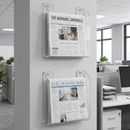 Sliner 2 Pcs Wall-mounted Single Pocket Newspaper Holder Acrylic Brochure Holder Clear Acrylic Display Holders for Home Office Waiting Room Magazine Mail Organizer, 13.38 x 11.50 x 2.24 Inches