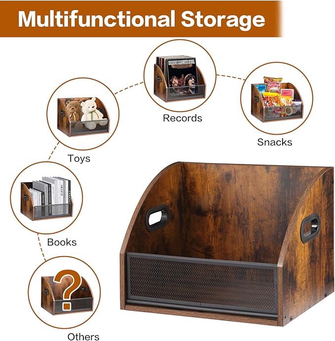 Vinyl Record Storage, Vinyl Record Album Holder, Retro Album Storage Record Case Box, Record Box Case Crate, Wooden LP Record Crate, Record Organizer for Home Decor and Collection Display
