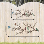 ESTART Metal Birds Wall Art, Metal Vivid Birds on Branch Silhouette Wall Decor Leaves with Bird Outdoor Hanging Wall Sculpture for Living room Bedroom Balcony Garden (Colorful, Large)