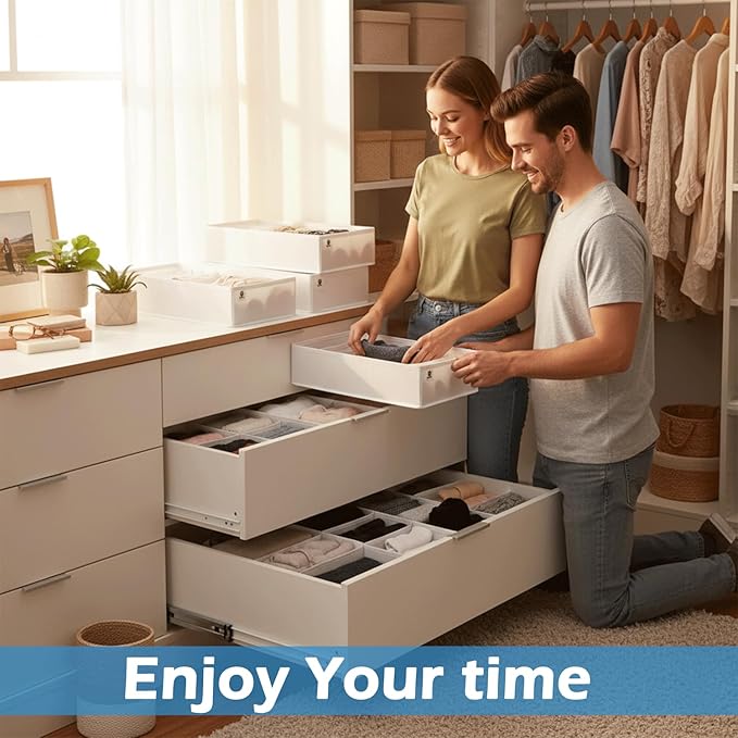 Drawer Organizer Clothes -3 Pcs T shirt Organizer Multipurpose Dresser Drawer Organizer for Adults & Kids, Closet Foldable 12 Cells per Organizer - Closet Organizers & Storage, Shirt Folder - White