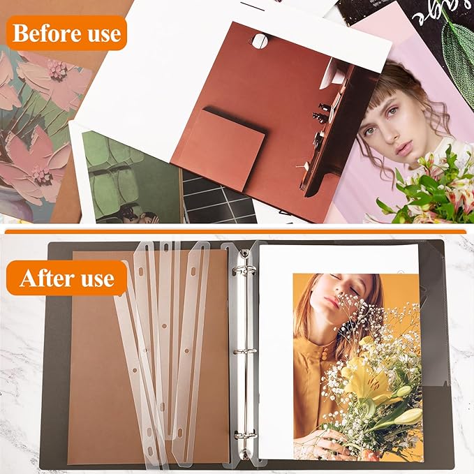 90 Pcs Magazine Holders 3 Hole Punched Plastic Binder Accessories 3 Ring Binder Magazine Collection Storage for File Book Organizer (Translucent White)