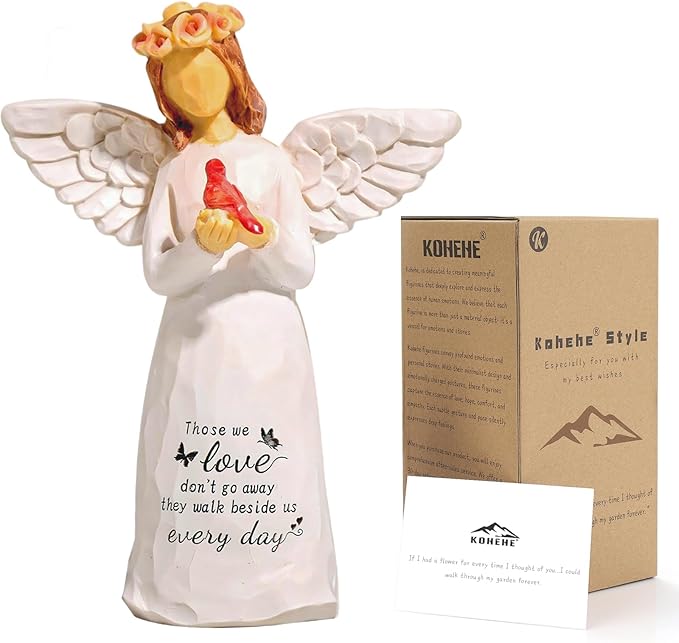 Kohehe Sympathy Gifts for Loss of Loved One, 5.12" Cardinal Angel Figurine,Sympathy Gift for Loss of Mom Baby,Bereavement Memorial Gifts for Lover and Friend