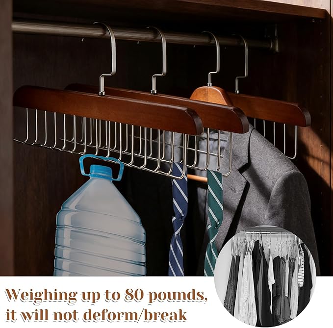 4 PCS Bra Hangers for Closet Organizer, Tank Top Hanger with 32 Hooks Tie Rack Belt Hanger Belts Rack Ties Holder 360° Rotatable Neck Tie Organizer Belt Holder for Ties, Scarves