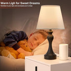 Seealle Touch Lamps for Nightstand - Bedside Lamps Set of 2, 3 Way Dimmable, USB C+A for Bedroom & End Tables (White&Black)