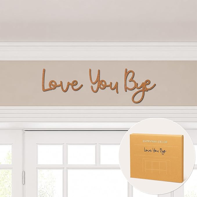 Dripykiaa Love You Bye Wood Sign Home Decor Boho Decor 21.6” Wood Grain Wall Decor Express Love and Warm for Your Family Lovers Wall Art Gift Hallway Entryway Door for Home - Brown