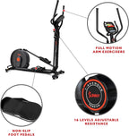 Sunny Health & Fitness Power Stride Smart Elliptical with 17.7" Stride & Pulse Sensor, 16 Level Magnetic Resistance Cross Trainer for Home Full Body Workout with SunnyFit App, Optional Electromagnetic