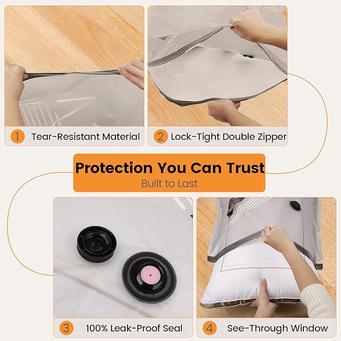 Vacuum Storage Bags Rechargeable Wireless Pump - 15 Pack Travel Storage Bags，Travel & Home Organizer Set, Multi-Size Space-Saving Bags, Perfect for Closet Luggage Bedding Clothing Storage