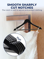 Smartor Wooden Hangers 20 Pack, Solid Wood Coat Hanger for Closet, Heavy Duty Wood Hangers for Suits, Shirts, Dresses, with 360° Rose Gold Hook, Non Slip Pant Bar, Black