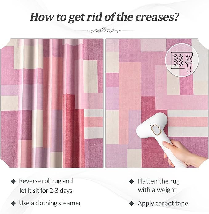 FlyDOIT Modern Geometric Patchwork Area Rug, 8x10 Pink Large Rugs for Living Room, Rockwood Collection Indoor Rugs for Bedroom, Throw Carpet Floor Decor for Entryway Dining Room Office Nursery