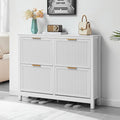 4 Flip Drawers Shoe Cabinet Storage for Entryway, Narrow Hidden Wood Shoes Organizer Cabinet Front Door Entrance Thin Free Standing Front Door Shoe Rack Storage for Entryway(White)