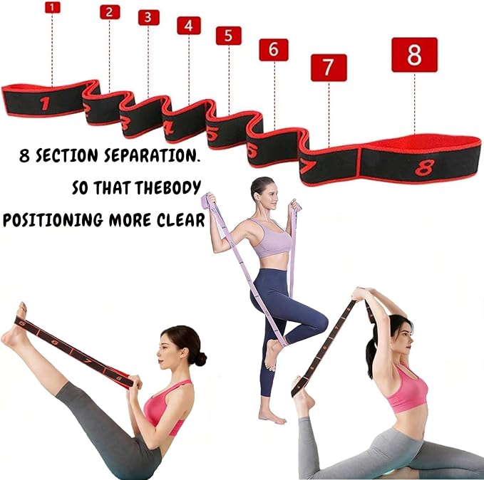 （2Pcs） Numbered Resistance Bands for Glutes & Yoga, Adjustable Pull Rope for Full Body Workout, Arm Leg Exercise Equipment for Home Gym Training(Red&Purple