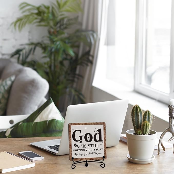 Home Decor, Farmhouse Shelf Decor For Living Room, Boho Aesthetic Table Decorations, Christian Gifts For Women Men, Entryway Tv Stand Fireplace Mantle Coffee Table Decoration (story-04)